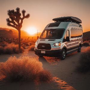 Ford Transit camper van, van life in Joshua Tree at sunset (15)